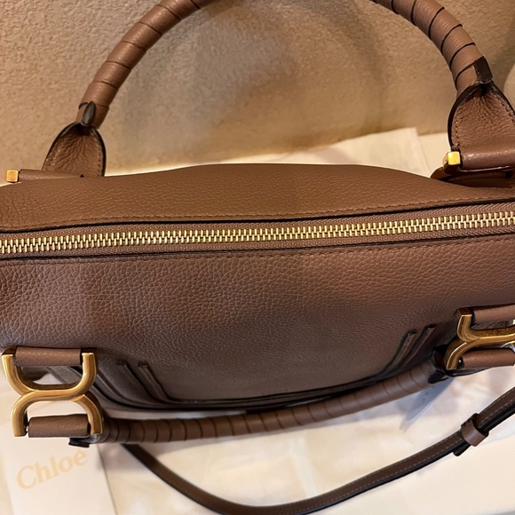 Medium Chloe Marcie Leather Satchel in desert taupe - Picture 6 of 9